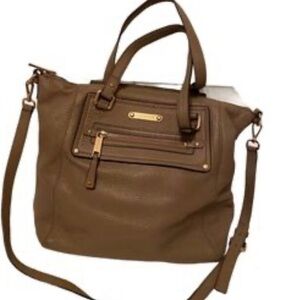 MICHAEL KORS GILMORE LARGE SATCHEL IN DARKE TAUPE COLOR PEBBLED LEATHER